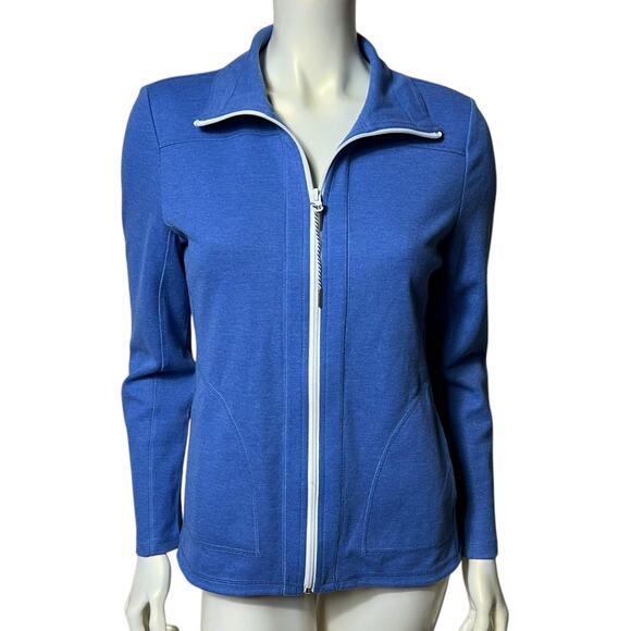 Talbots Women's Royal Blue Cotton Blend Full-Zip Athletic Jacket Size Small - Picture 2 of 8